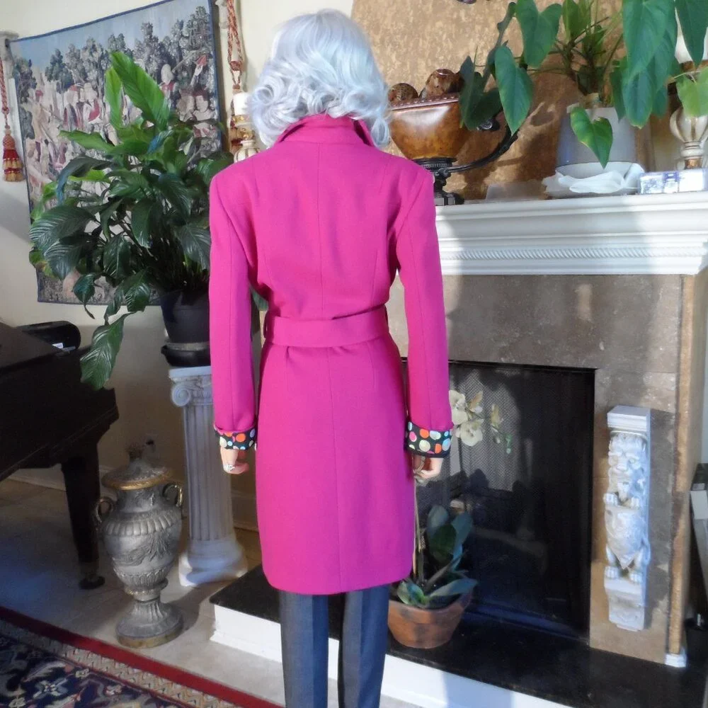 Dolce & Gabbana Fuchsia Wool Pea Coat with Decorative Cuffs - Picture 13 of 16